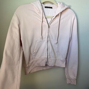 Brandy Melville Light Pink Zip-Up Hoodie